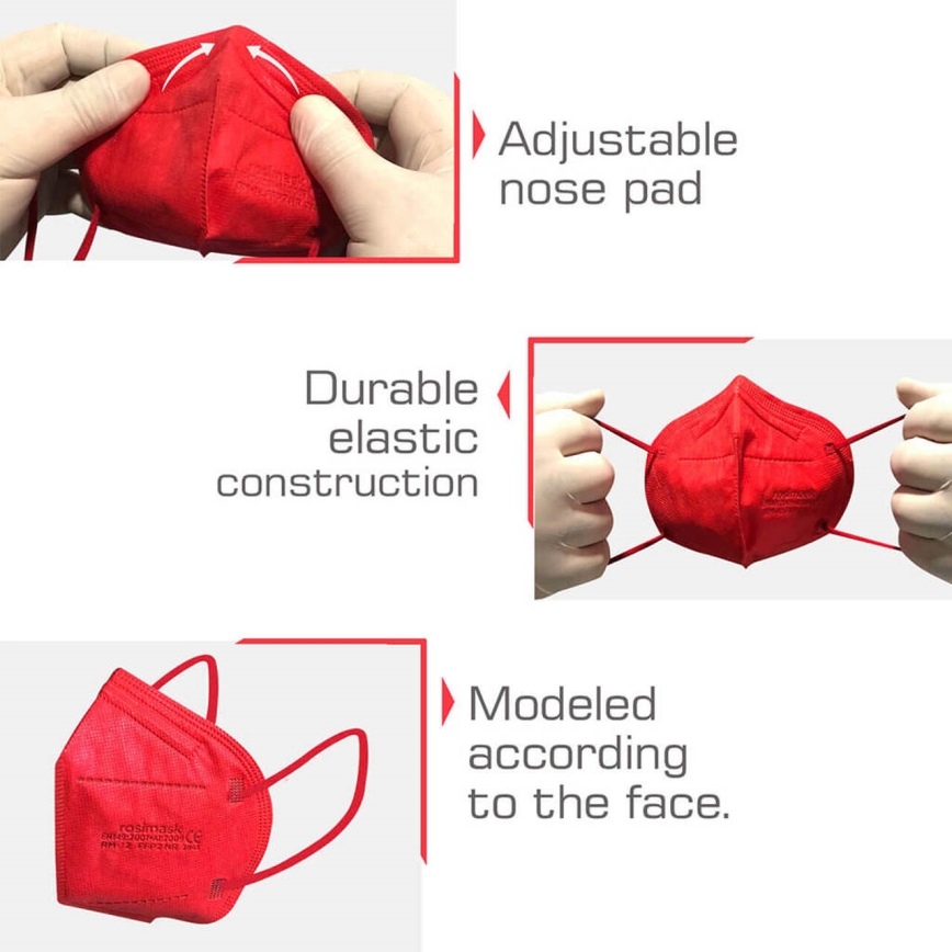 Респиратор детски размер FFP2 ROSIMASK MR-12 NR червен 1бр.