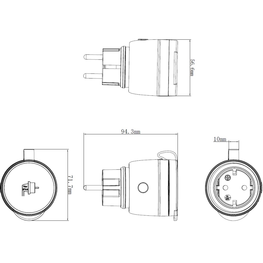 Интелигентен екстериорен контакт 3680W/230V/Тип F SCHUKO/16A Wi-Fi IP44