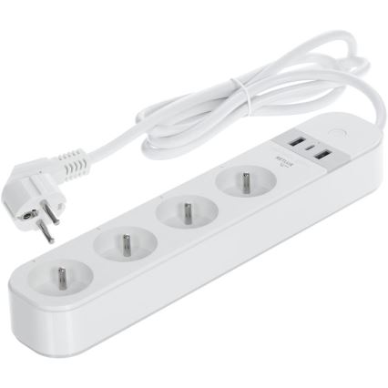 Интелигентен разширение кабел с превключвател 4Z Тип E + 2x USB-A + 1x USB-C 1,5m Wi-Fi Tuya бял