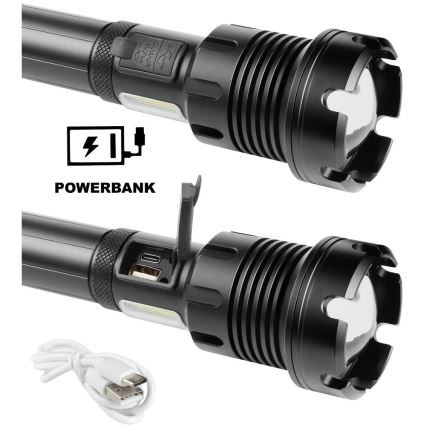 LED Акумулаторно алуминиево фенерче с функция външна батерия LED/4400 mAh 2200 lm IP44