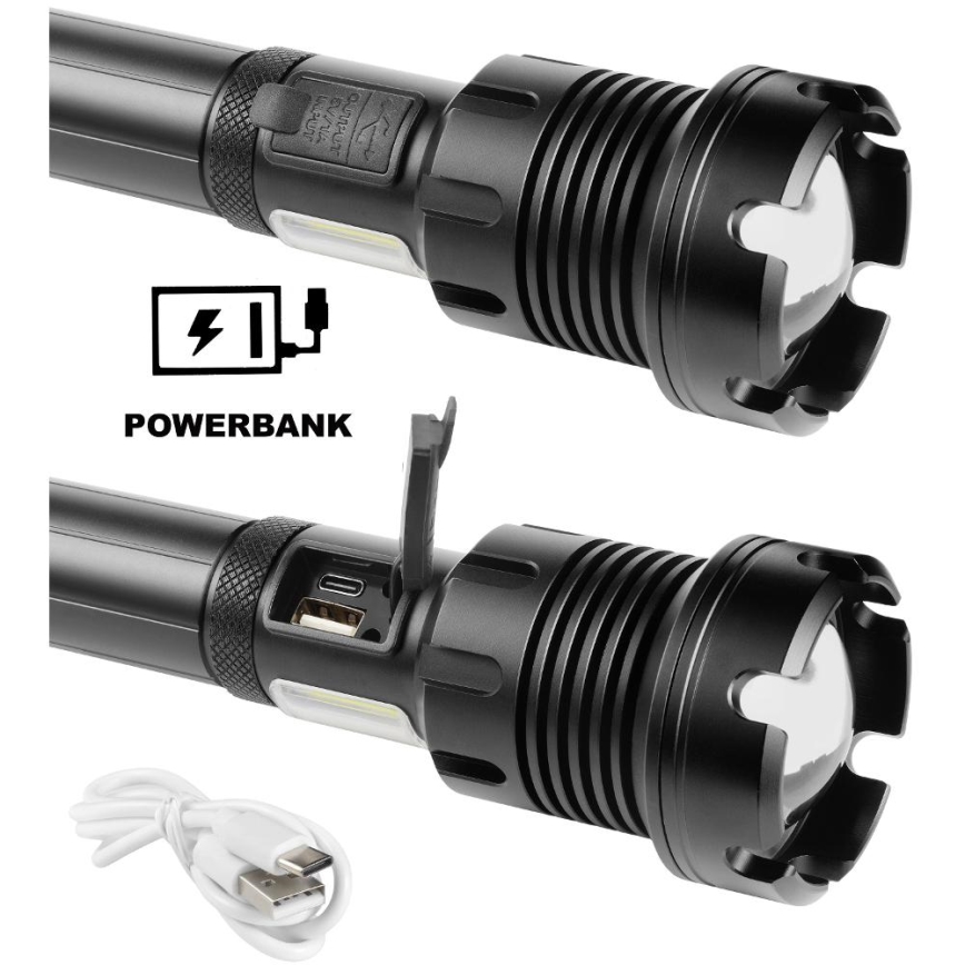 LED Акумулаторно алуминиево фенерче с функция външна батерия LED/4400 mAh 2200 lm IP44