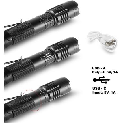 LED Акумулаторно алуминиево фенерче с функция външна батерия LED/2000 mAh 1000 lm IP22