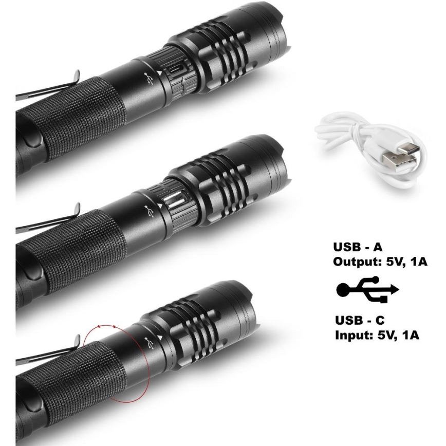 LED Акумулаторно алуминиево фенерче с функция външна батерия LED/2000 mAh 1000 lm IP22