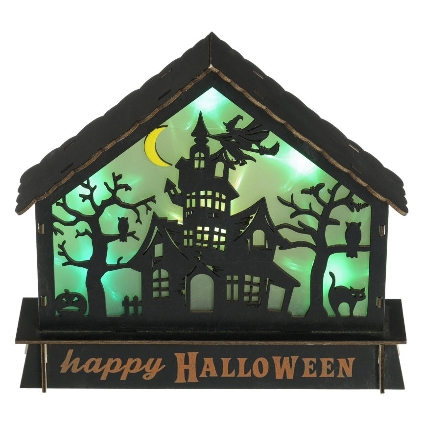 LED Декорация HALLOWEEN LED/2xAA/многоцветен къща с призраци