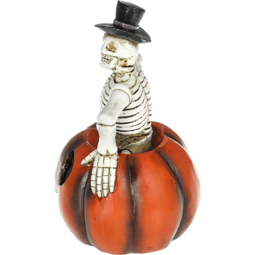 LED Декорация HALLOWEEN LED/2xLR44/топло бял скелет в тиква смола