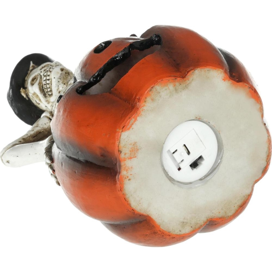 LED Декорация HALLOWEEN LED/2xLR44/топло бял скелет в тиква смола