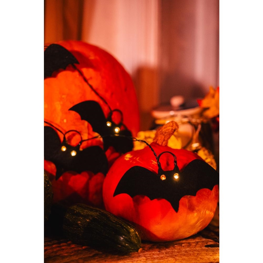 LED Декоративна верига HALLOWEEN 10xLED/2xAA/топло бял 1,3 м прилепи