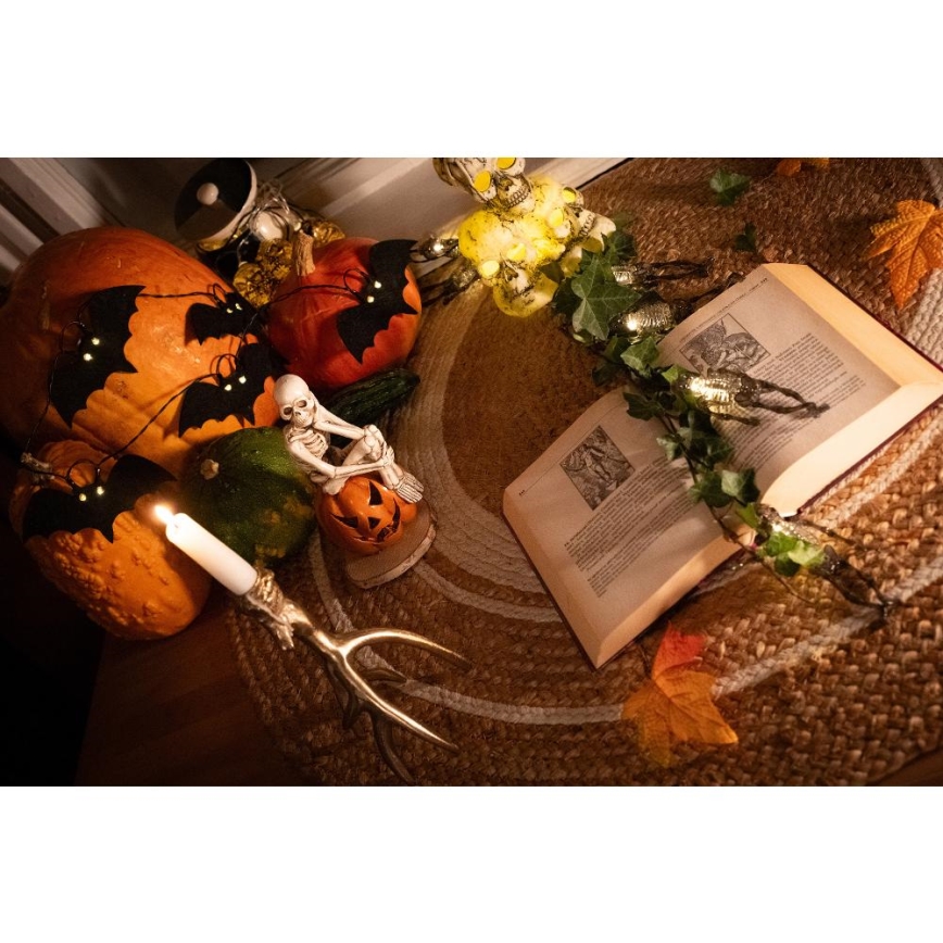 LED Декоративна верига HALLOWEEN 10xLED/2xAA/топло бял 1,3 м прилепи