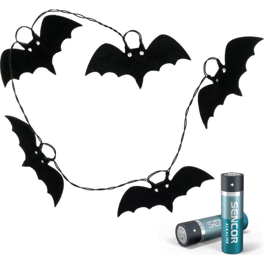 LED Декоративна верига HALLOWEEN 10xLED/2xAA/топло бял 1,3 м прилепи