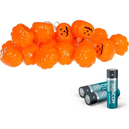 LED Декоративна верига HALLOWEEN 20xLED/3xAA/топло бял 3,3 м тикви