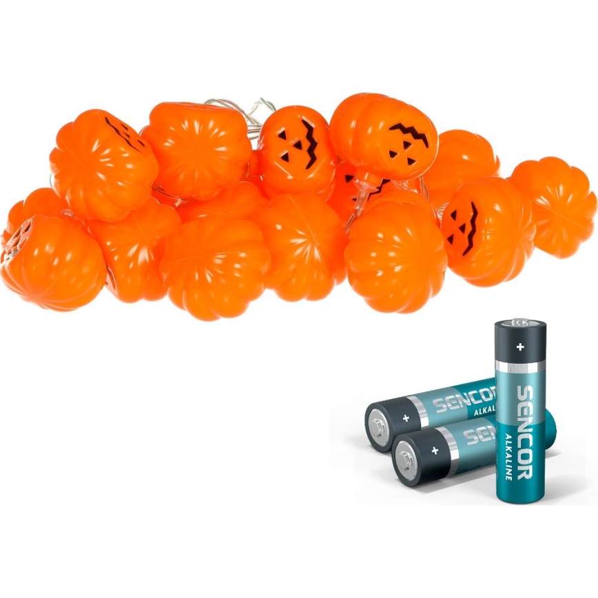 LED Декоративна верига HALLOWEEN 20xLED/3xAA/топло бял 3,3 м тикви