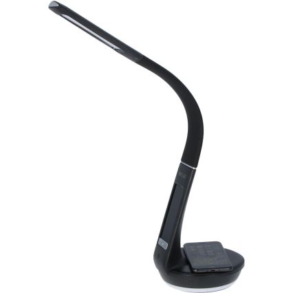 LED Димируема настолна лампа с безжично зареждане Qi 5W и дисплей LED/6W/230V/1xCR2032 3000/4000/6000K черен