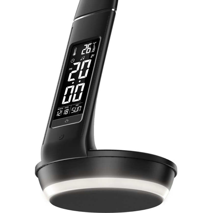 LED Димируема настолна лампа с безжично зареждане Qi 5W и дисплей LED/6W/230V/1xCR2032 3000/4000/6000K черен