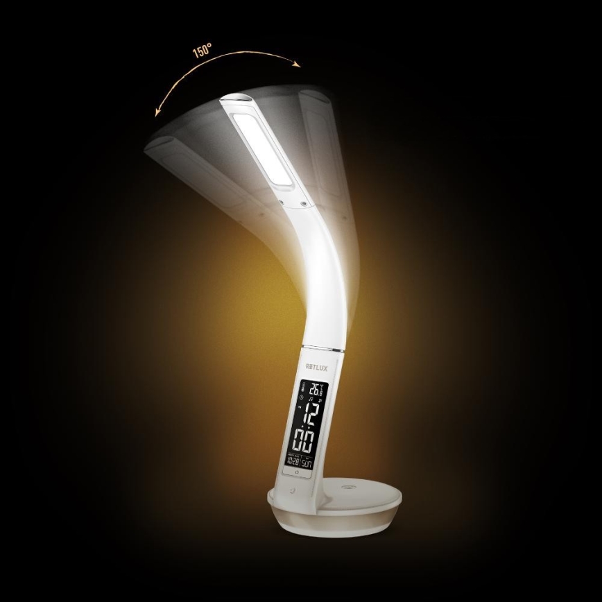 LED Димируема настолна лампа с безжично зареждане Qi 5W и дисплей LED/6W/230V 3000/4000/6000K бял