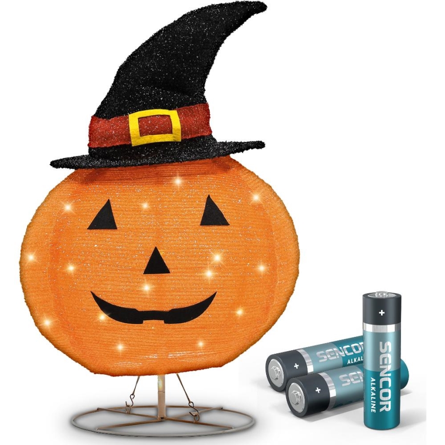 LED Екстериорен декорация HALLOWEEN LED/3xAA/топло бял IP44 тиква