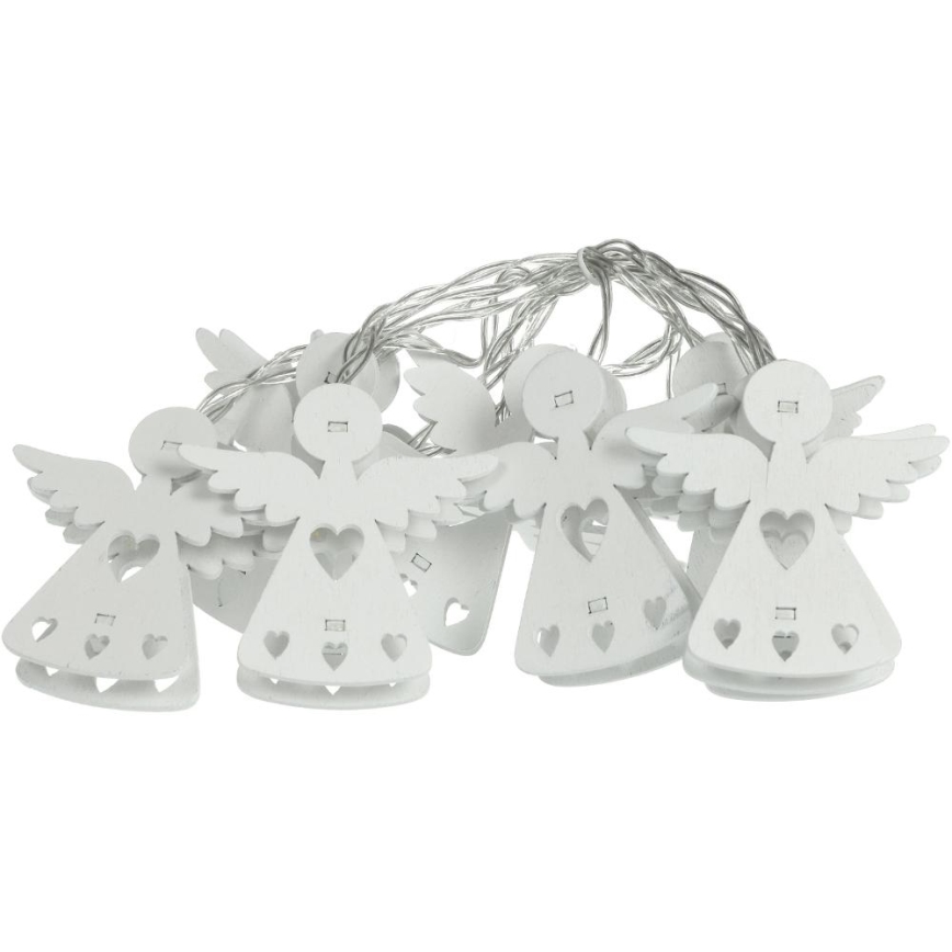 LED верига 10xLED/2xAA/топла бяла 2m ангели