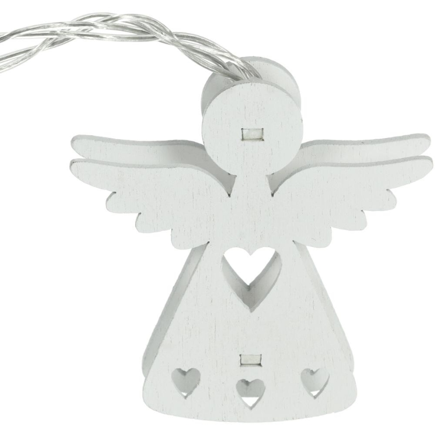 LED верига 10xLED/2xAA/топла бяла 2m ангели