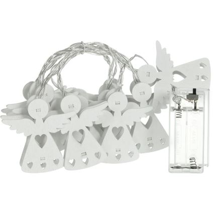 LED верига 10xLED/2xAA/топла бяла 2m ангели