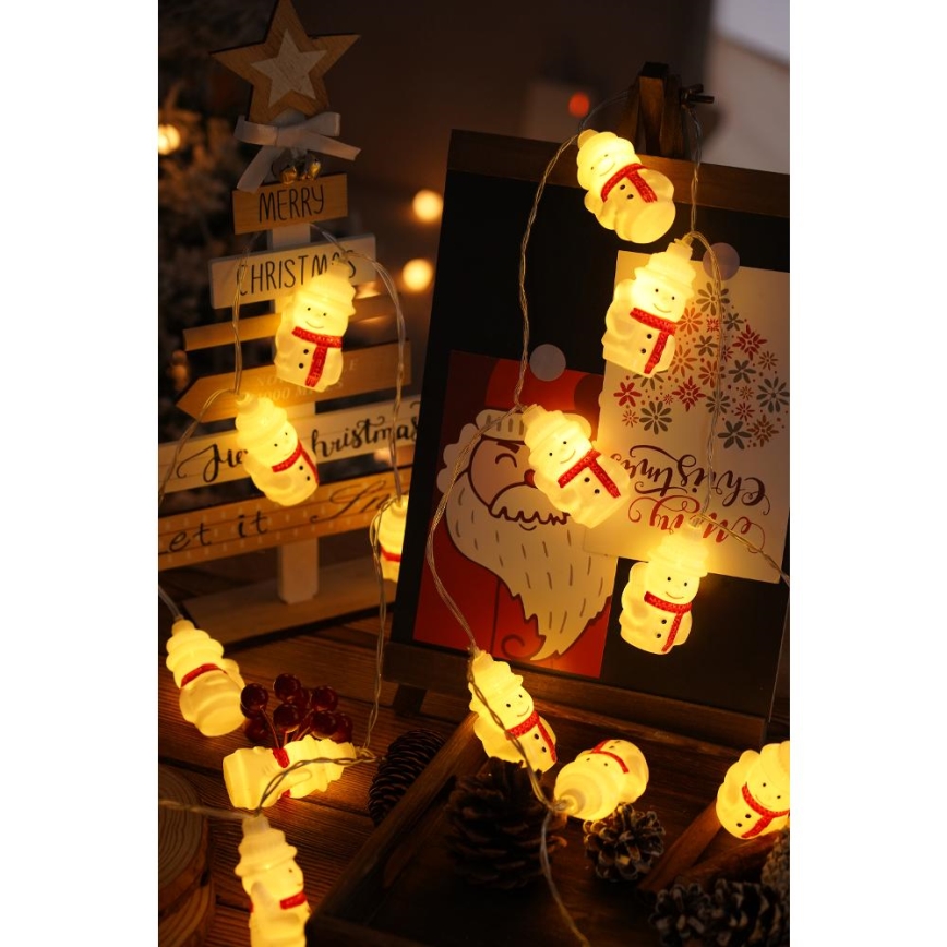 LED гирлянд 20xLED/3xAA/топло бяло 3,3m снежни фигурки