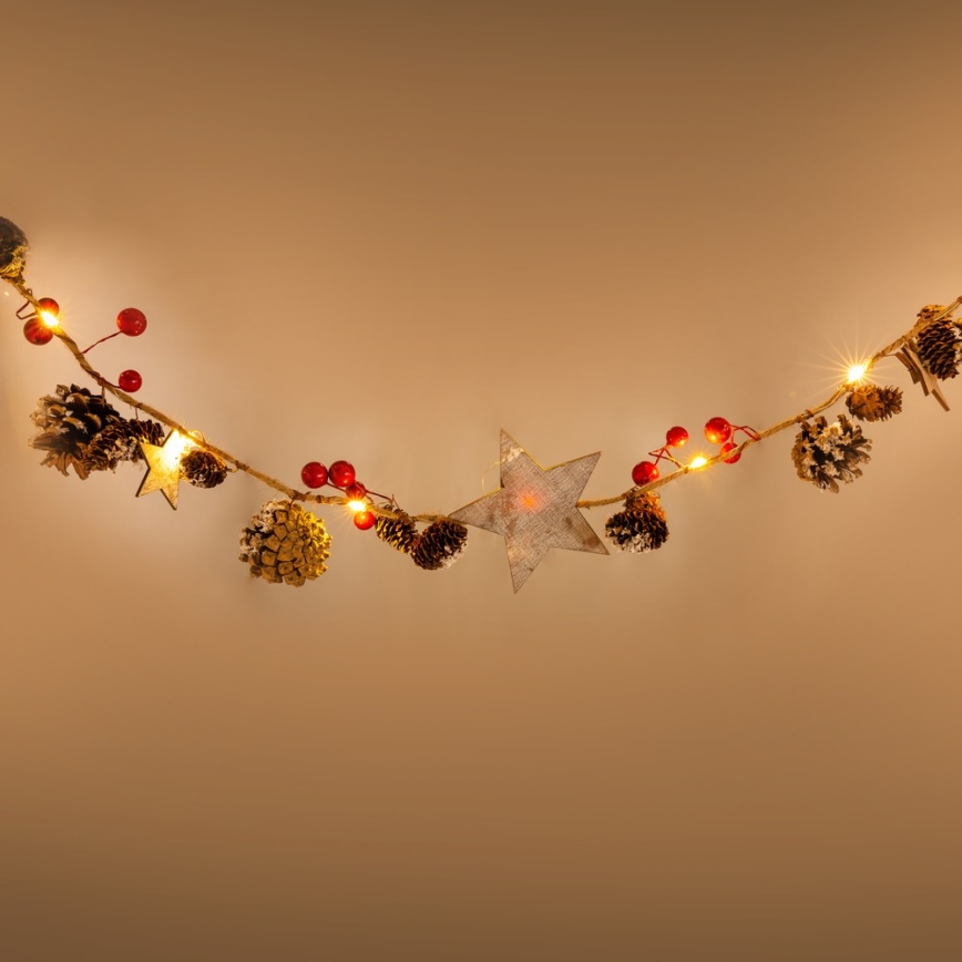 LED  гирлянда 10xLED/3xAA 2,5m топло бяло