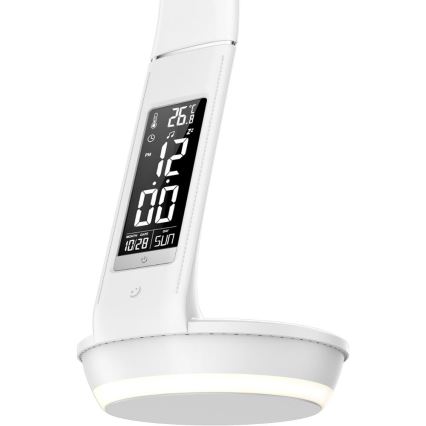 LED регулируема настолна лампа с безжично зареждане Qi 5W и дисплей LED/6W/230V/1xCR2032 3000/4000/6000K бяла