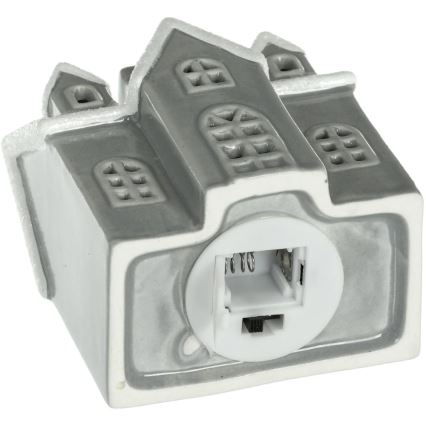 LED Порцеланов декорация LED/2xLR44/топло бял къща сив