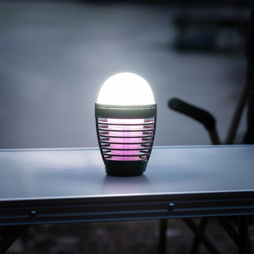 Retlux - LED преносима акумулаторна лампа с уловител за насекоми LED/5W/1800 mAh IP44 черна