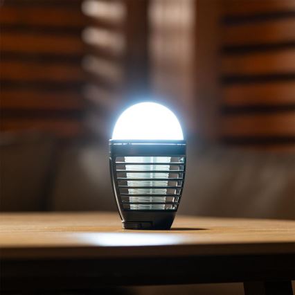 Retlux - LED преносима акумулаторна лампа с уловител за насекоми LED/5W/1800 mAh IP44 черна