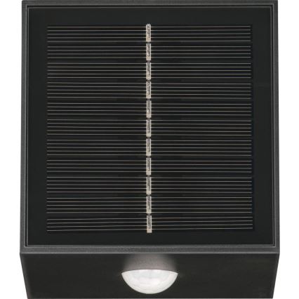 Соларен LED стенен осветител със сензор LED/1W/3,7V 1200 mAh IP44 черен