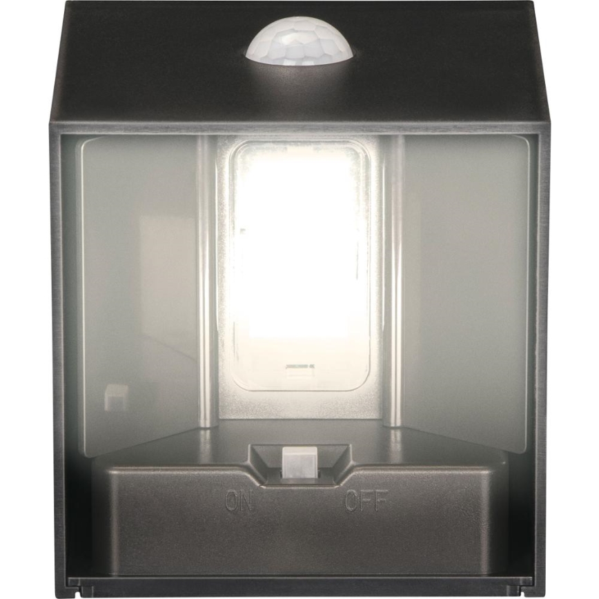 Соларен LED стенен осветител със сензор LED/1W/3,7V 1200 mAh IP44 черен