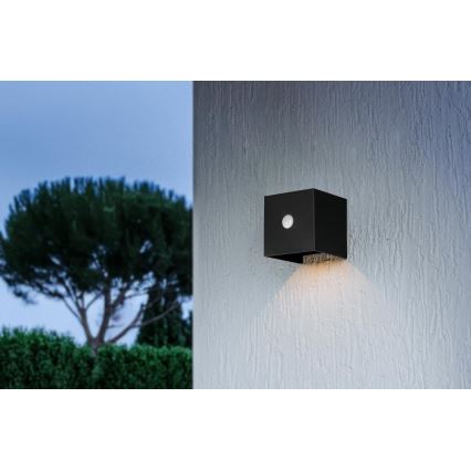 Retlux - LED соларно стеннo осветително тяло с сензор LED/1W/3,7V 1200 mAh IP44 черно