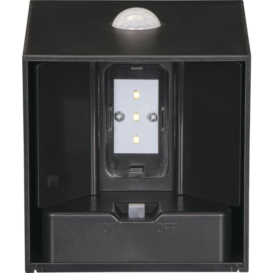 Retlux - LED соларно стеннo осветително тяло с сензор LED/1W/3,7V 1200 mAh IP44 черно