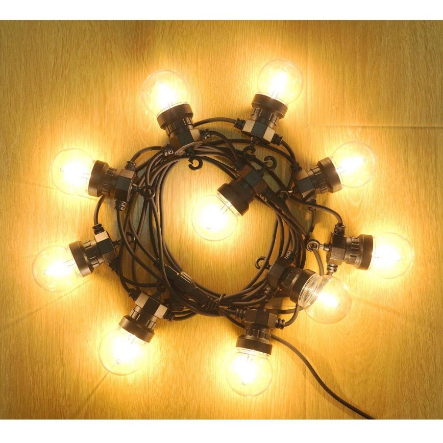 LED Външна декоративна верига GIRLANDA G45 10xE27/230V 8m IP44 топла бяла