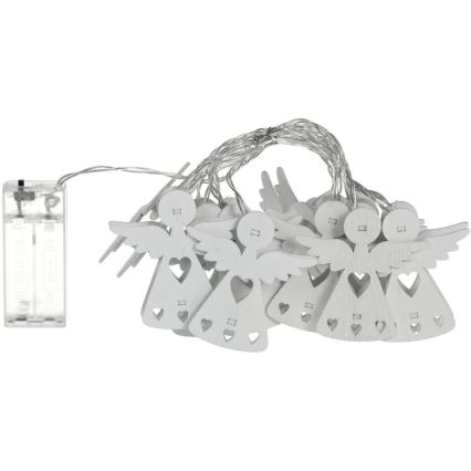 Коледен LED гирлянд 10xLED/2xAA/топло бяло/2m/ангели