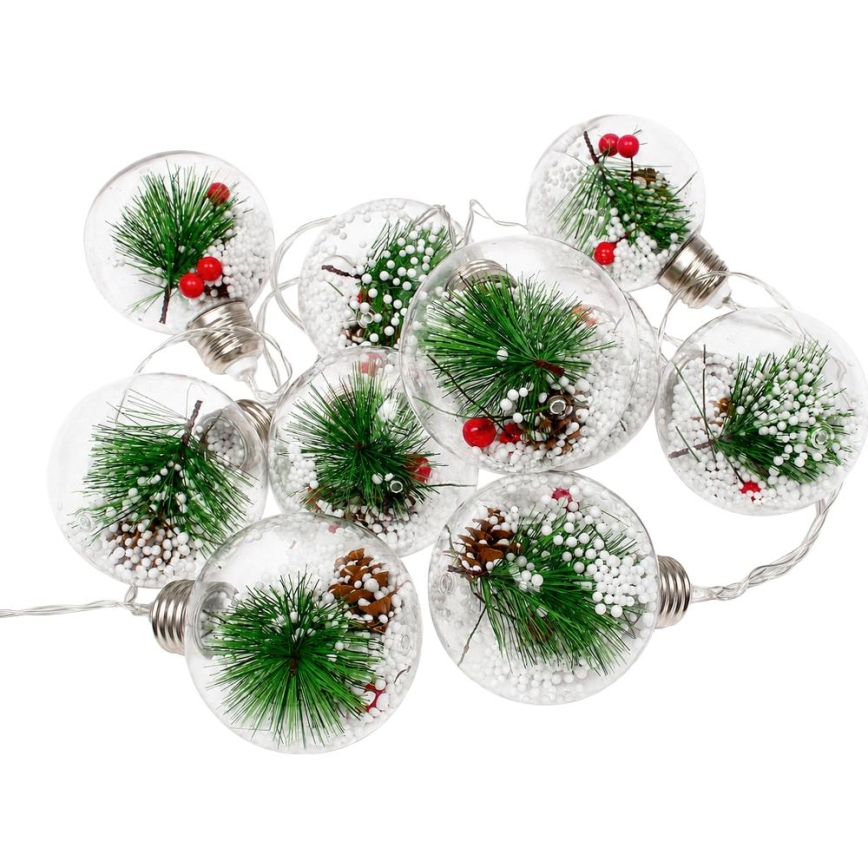 LED Коледен гирлянд 10xLED/3xAAA/топло бяло 2,1m топки