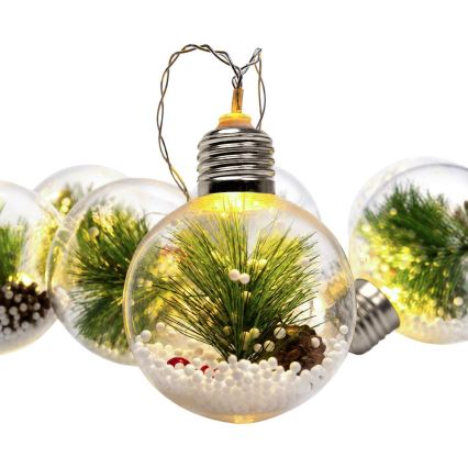 LED Коледен гирлянд 10xLED/3xAAA/топло бяло 2,1m топки