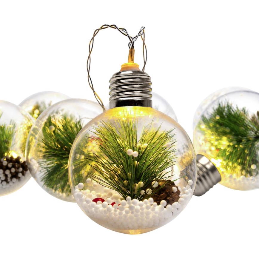 LED Коледен гирлянд 10xLED/3xAAA/топло бяло 2,1m топки