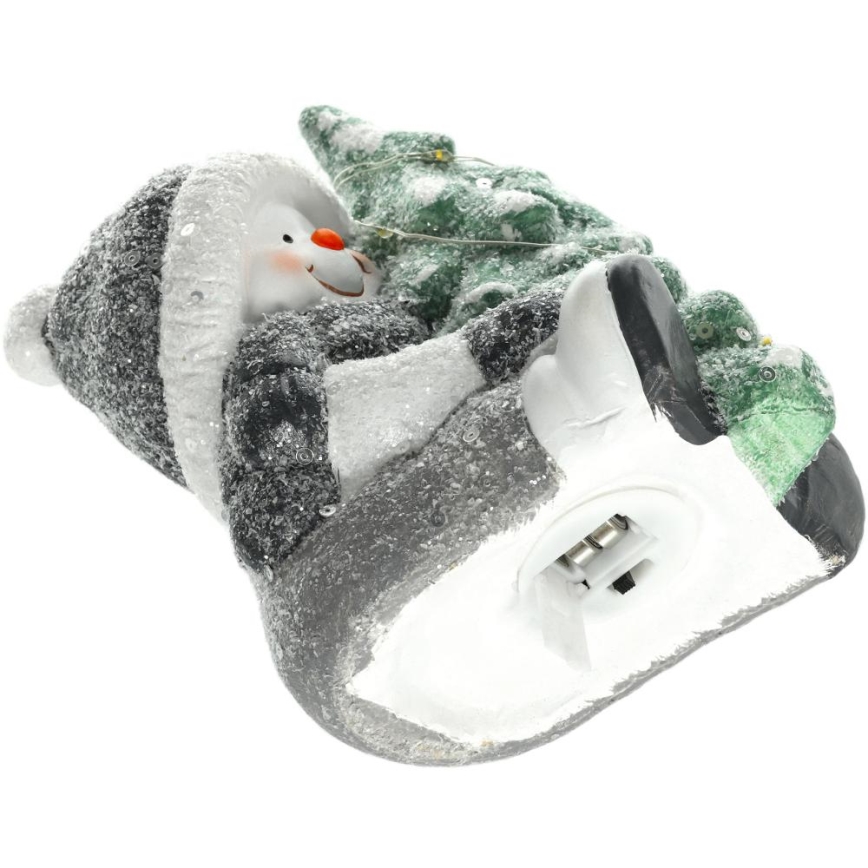 LED Коледна декорация LED/2xLR44/топло бял снежен човек с дърво