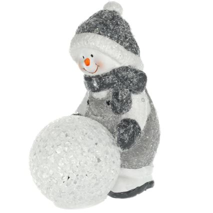 LED Коледна декорация LED/2xLR44/топло бял снежен човек със снежна топка