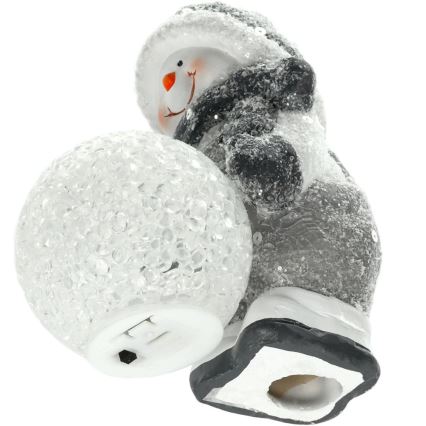 LED Коледна декорация LED/2xLR44/топло бял снежен човек със снежна топка