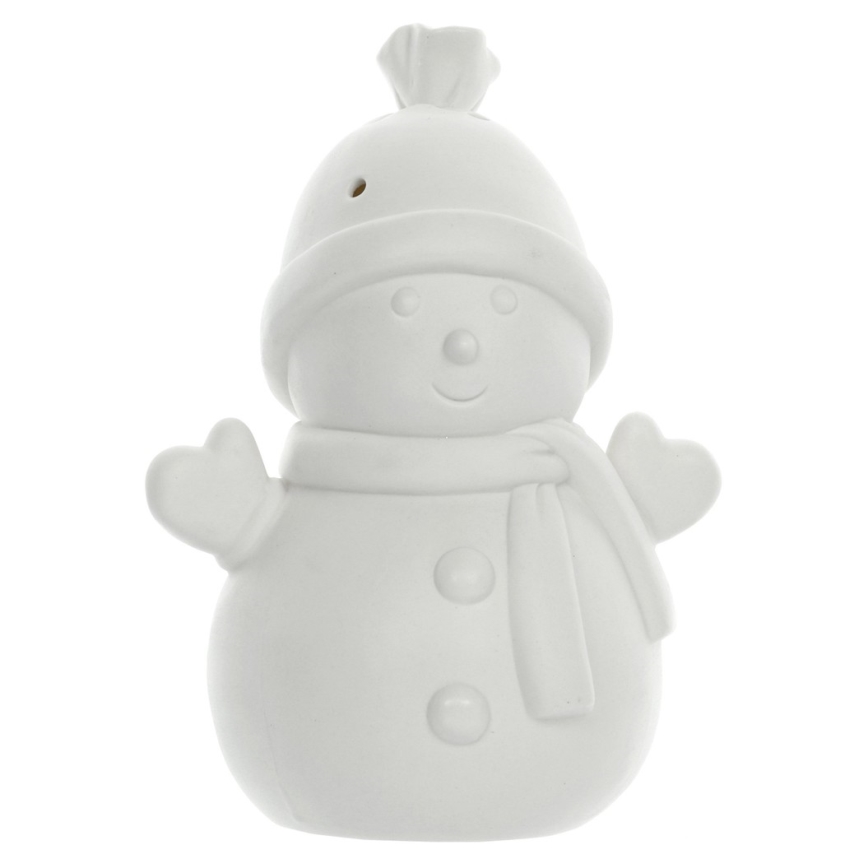 LED Коледна порцеланова декорация LED/3xLR44 снежен човек