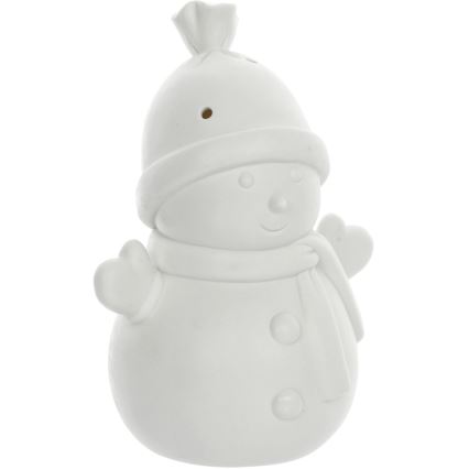 LED Коледна порцеланова декорация LED/3xLR44 снежен човек