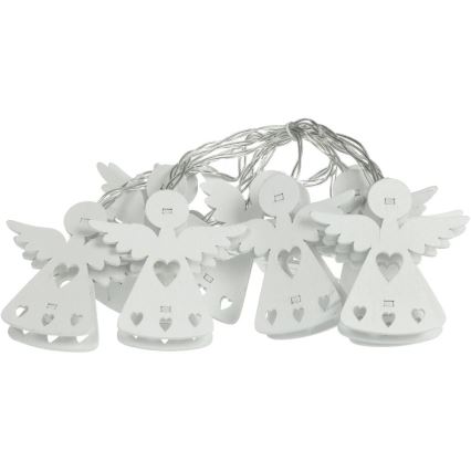 LED Коледни лампички 10xLED/2xAA/топло бял 2 м ангели