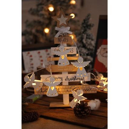 LED Коледни лампички 10xLED/2xAA/топло бял 2 м ангели