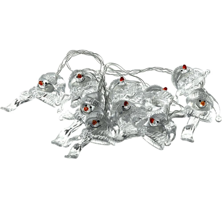LED Коледни лампички 10xLED/2xAA/топло бял 1,65 м снежен човек