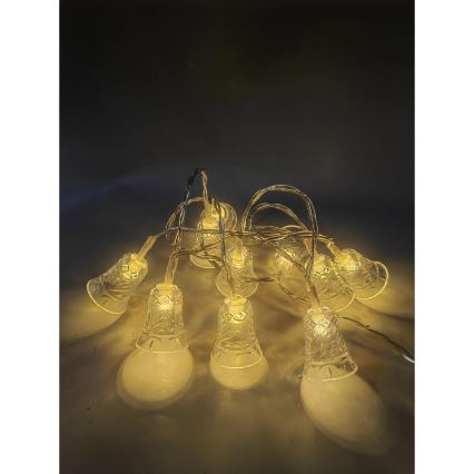 LED Коледни лампички 20xLED/3xAA/топло бял 2,2 м камбанки