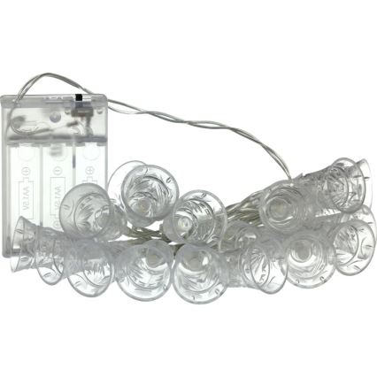 LED Коледни лампички 20xLED/3xAA/топло бял 2,2 м камбанки