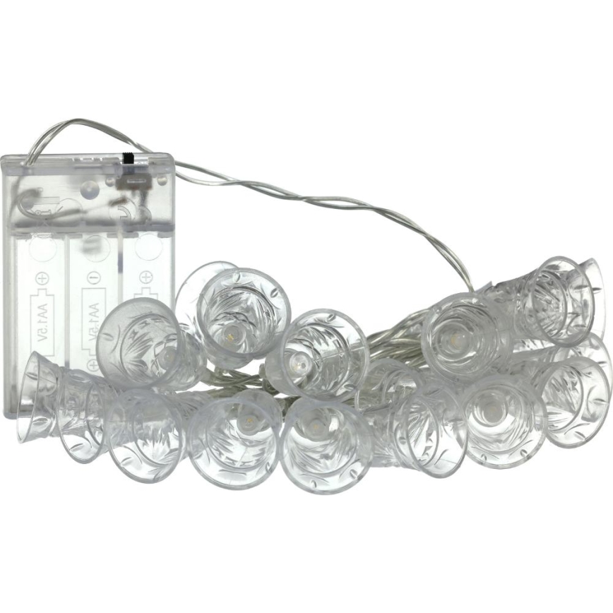 LED Коледни лампички 20xLED/3xAA/топло бял 2,2 м камбанки