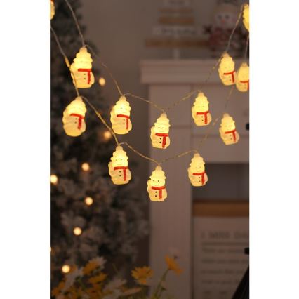 LED Коледни лампички 20xLED/3xAA/топло бял 3,3 м снежен човек