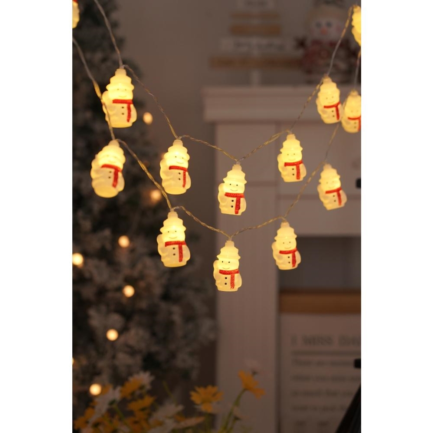 LED Коледни лампички 20xLED/3xAA/топло бял 3,3 м снежен човек